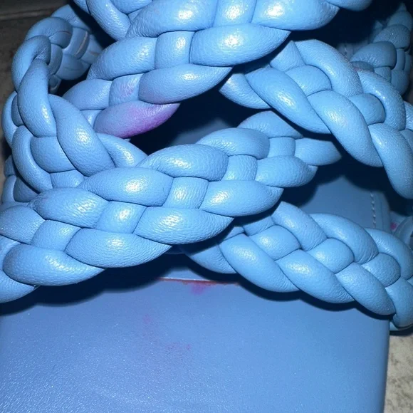 Sam Edelman Marjorie Blue Braided Strappy Heels Women’s 7.5 Square Toe - Picture 8 of 9